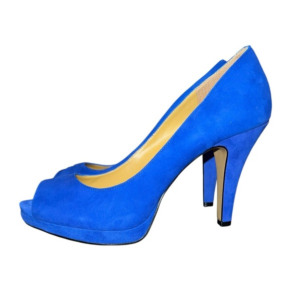 Nine West Blue Suede Peep-Toe Heels – Size 7 - Picture 1 of 10